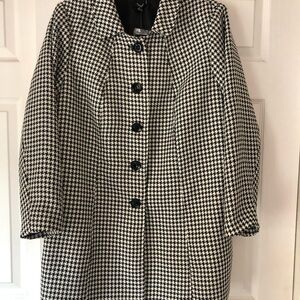 Premise Black and White Pea Coat with Houndstooth Pattern